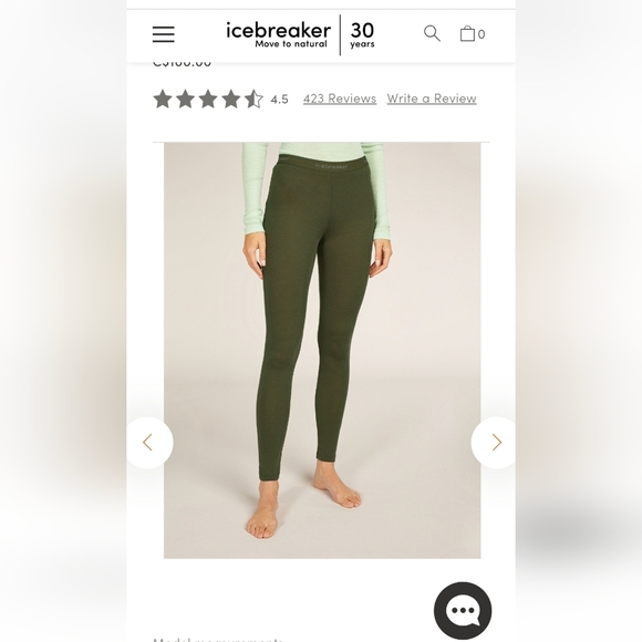 Icebreaker Women's Merino Wool 175 Green Leggings & Long sleeve Top XL NWT - Picture 3 of 15